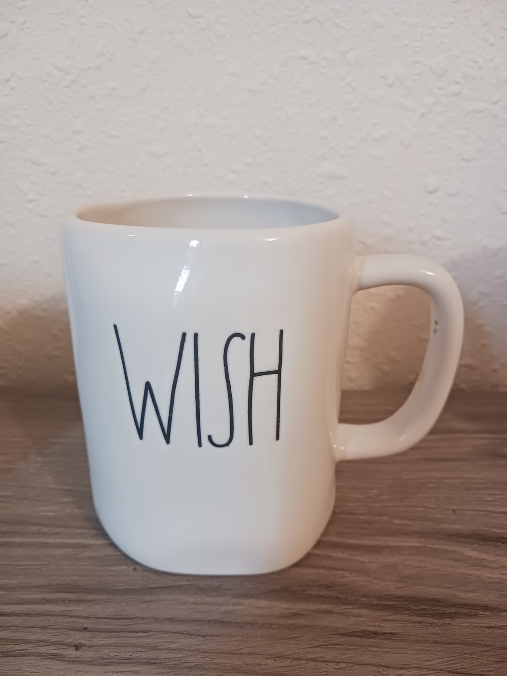 Rae Dunn White Mug with Black 'WISH' Lettering 20 Oz- Jumbo